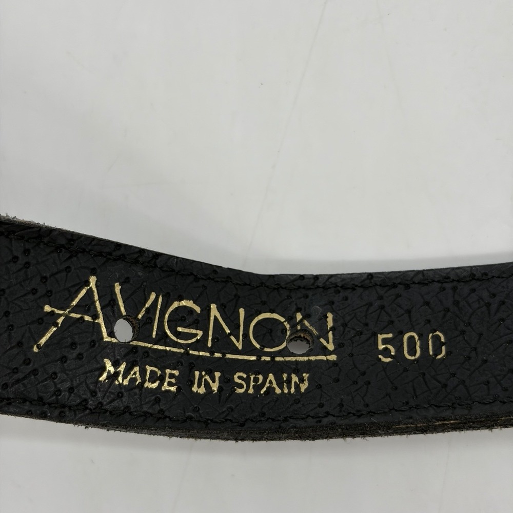 Vintage Avignon Womens M Belt Black Leather Silver & Gold Beading Boho Western - Picture 16 of 16